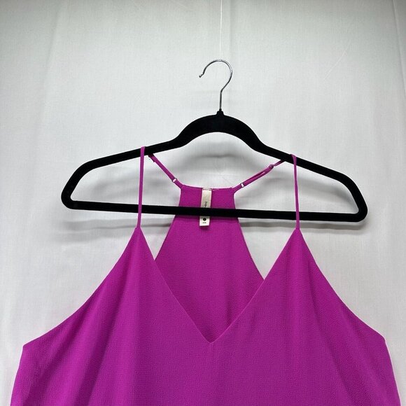 Tyche Tank Top Womens Sz L V-Neck Adjustable Strap Racerback Flowy Cami Fuchsia - Picture 3 of 10